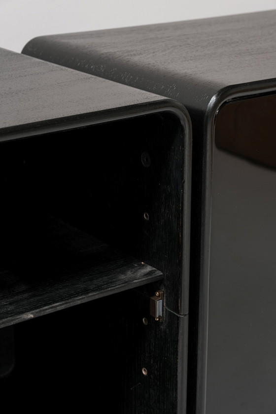 Image 1 of Raro mobile brutalista belga degli anni '60 in lacca nera per pianoforte