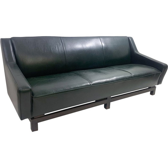 Image 1 of Mid-century three seater leather sofa by Emiel Veranneman
