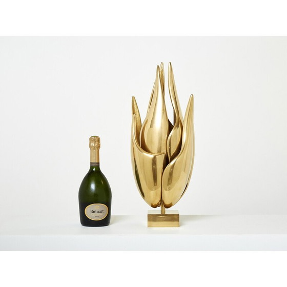 Image 1 of Vintage Flame lamp in gilded bronze by Michel Armand, 1970