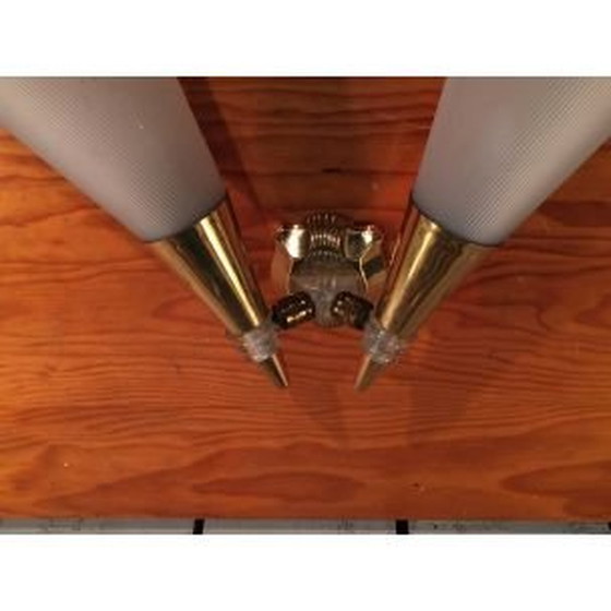 Image 1 of Pair of vintage brass and plastic sconces, 1970