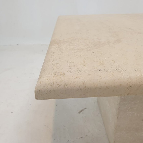 Image 1 of Pair of vintage Italian travertine coffee tables, 1980s