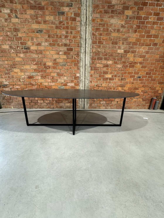 Image 1 of Oval dining table - ceramic - gray 250x125 cm