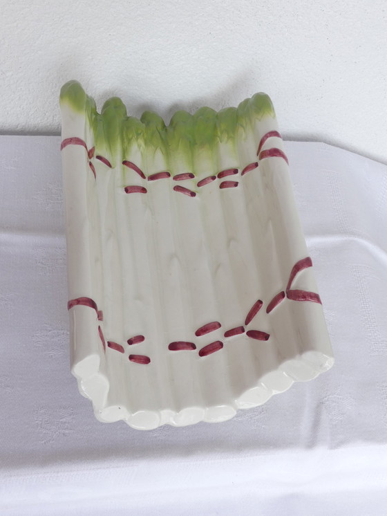 Image 1 of Sarreguemines asparagus bowl faience majolica serving platter