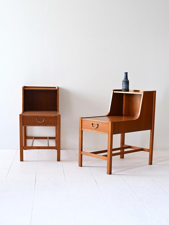 Image 1 of 1960S Scandinavian Bedside Tables With Double Tops