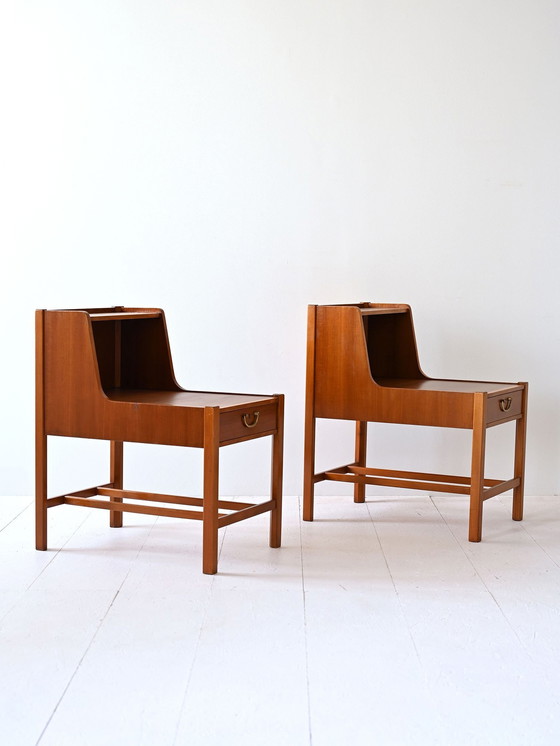 Image 1 of 1960S Scandinavian Bedside Tables With Double Tops