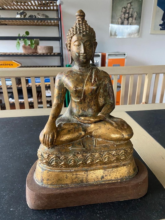 Image 1 of Authentic 18th Century Bronze Gilded Buddha