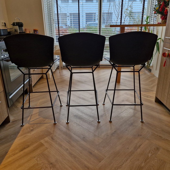 Image 1 of 3x Knoll Bertoia Barstools - All Black