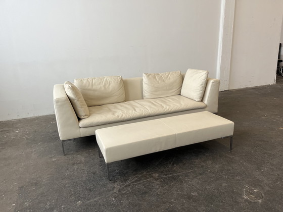 Image 1 of B&B Italia Charles designer sofa with leather ottoman