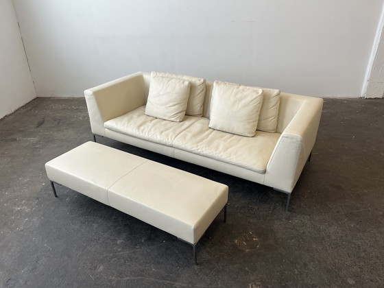 Image 1 of B&B Italia Charles designer sofa with leather ottoman