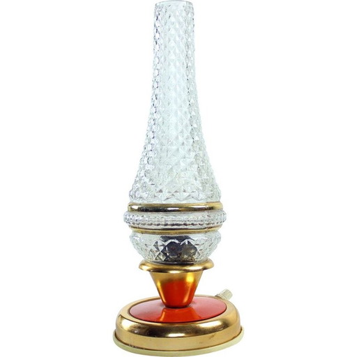 Vintage table lamp in brass and glass, Czechoslovakia 1960s