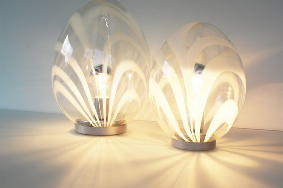 Image 1 of 2X Vintage 1980'S Glass Table Lamps