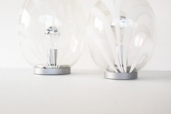Image 1 of 2X Vintage 1980'S Glass Table Lamps