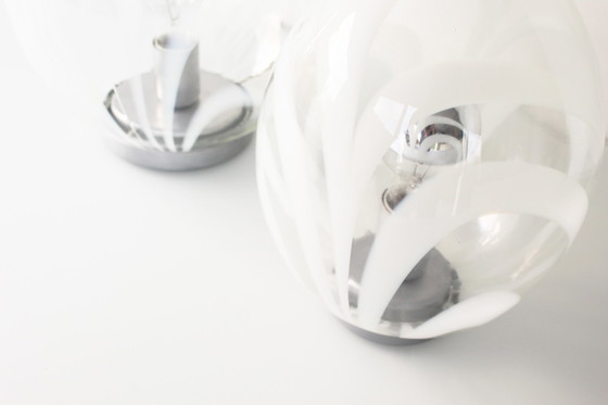 Image 1 of 2X Vintage 1980'S Glass Table Lamps