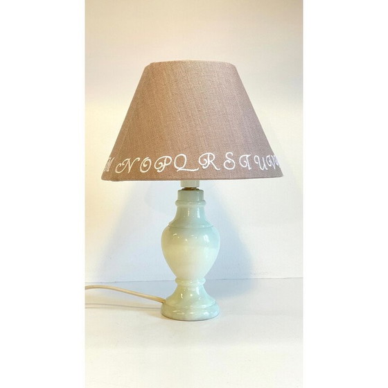 Image 1 of Vintage lamp in white marble and linen