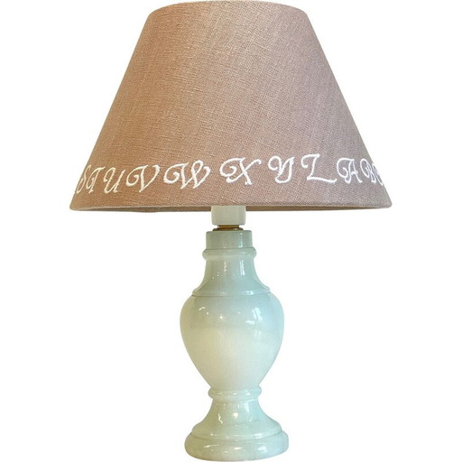 Lampada vintage in marmo bianco e lino