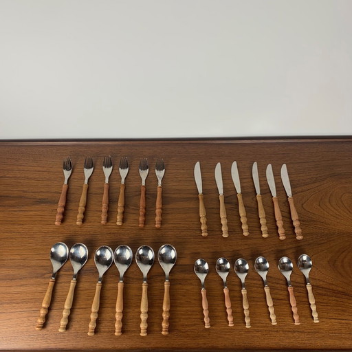 Wooden Cutlery Set for 6 People, Germany, 1970