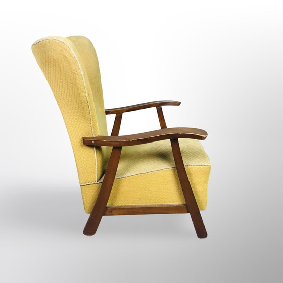 Image 1 of Grand fauteuil vintage à oreilles, design danois ou hollandais.