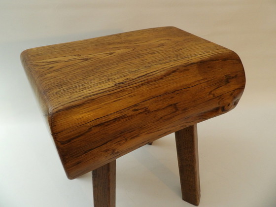 Image 1 of One brutalist Wabi Sabi solid old oak stool