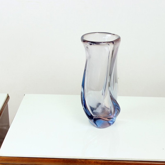 Image 1 of Pair of bedside tables in walnut and white glass, Czechoslovakia 1960