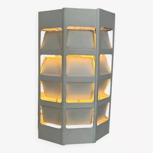 Vintage Pendant By Poul Gernes, Matte White Lacquered Metal, By Poulsen Denmark