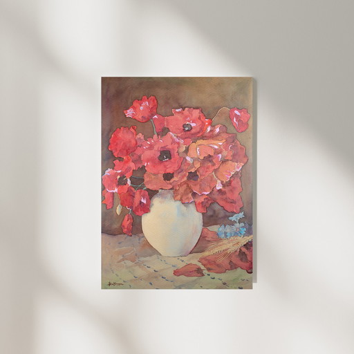 Jopie Huisman - Coquelicots dans un vase blanc