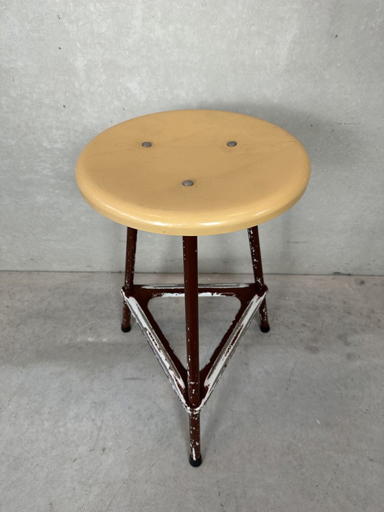 Image 1 of 5x industrial stools brown