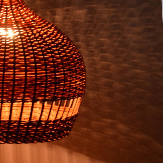 Image 1 of Vintage scandinavian pendant lamp with wicker shade, Denmark 1960s