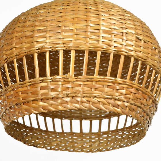 Image 1 of Vintage scandinavian pendant lamp with wicker shade, Denmark 1960s