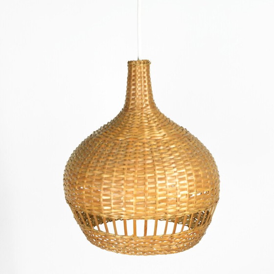 Image 1 of Vintage scandinavian pendant lamp with wicker shade, Denmark 1960s