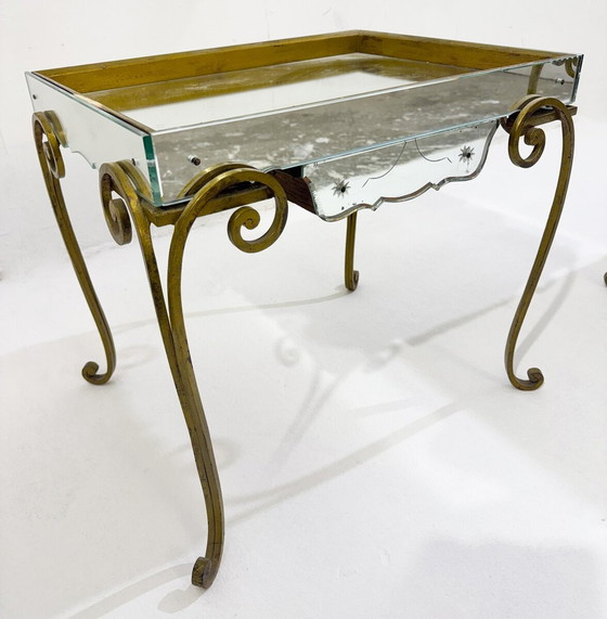 Image 1 of Pair Of Side Tables, Glass And Brass, 1940S