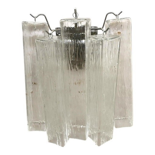 21St Century Clear "Squared" Murano Glass Wall Sconces