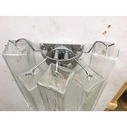 21St Century Clear "Squared" Murano Glass Wall Sconces