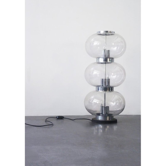 Image 1 of Vintage glass and metal lamp, 1970