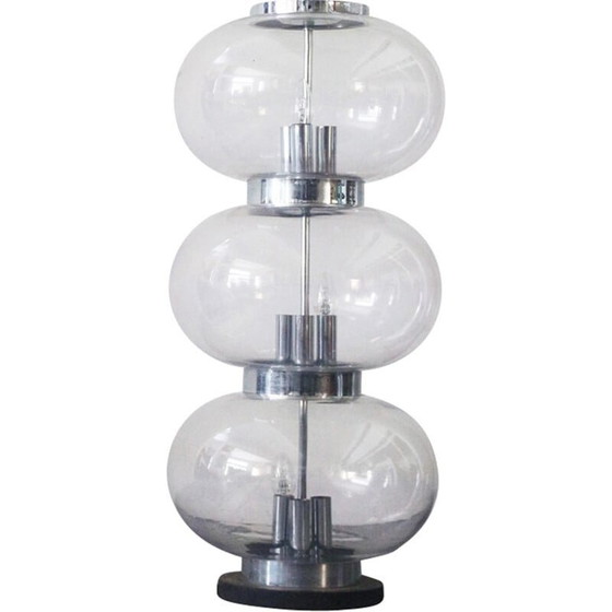 Image 1 of Vintage glass and metal lamp, 1970
