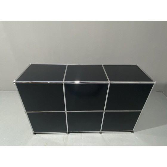 Image 1 of Vintage black metal cabinet by Paul Schaerer and Fritz Haller for Usm, Switzerland 1970