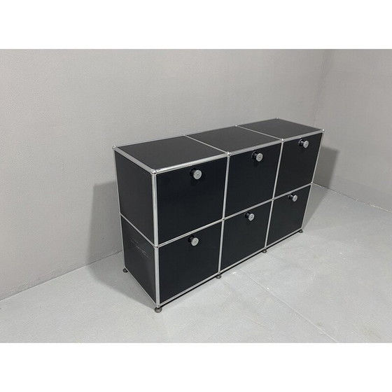 Image 1 of Vintage black metal cabinet by Paul Schaerer and Fritz Haller for Usm, Switzerland 1970