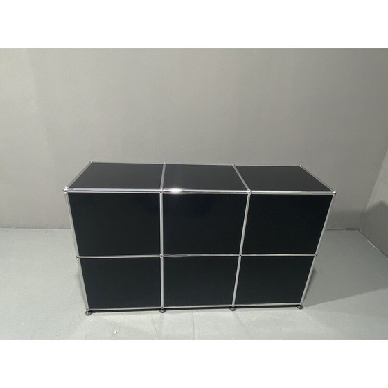 Image 1 of Vintage black metal cabinet by Paul Schaerer and Fritz Haller for Usm, Switzerland 1970