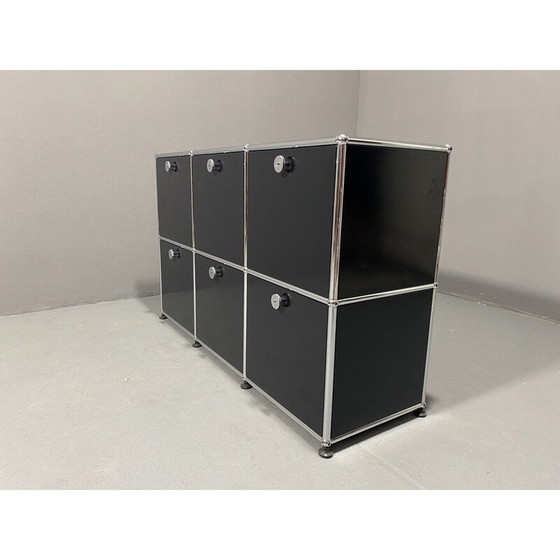 Image 1 of Vintage black metal cabinet by Paul Schaerer and Fritz Haller for Usm, Switzerland 1970