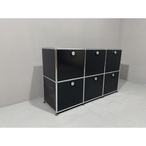 Image 1 of Vintage black metal cabinet by Paul Schaerer and Fritz Haller for Usm, Switzerland 1970