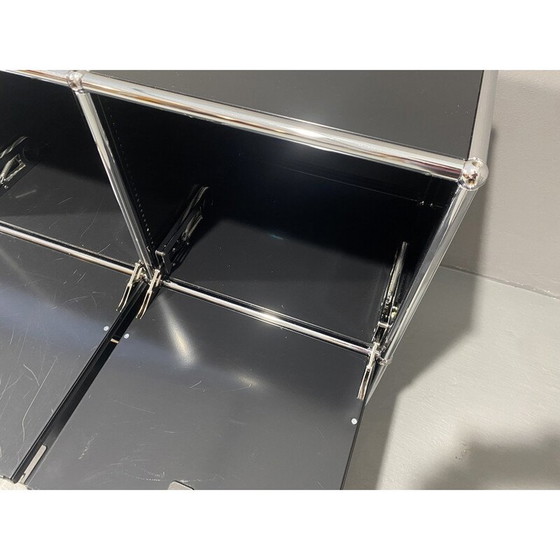 Image 1 of Vintage black metal cabinet by Paul Schaerer and Fritz Haller for Usm, Switzerland 1970