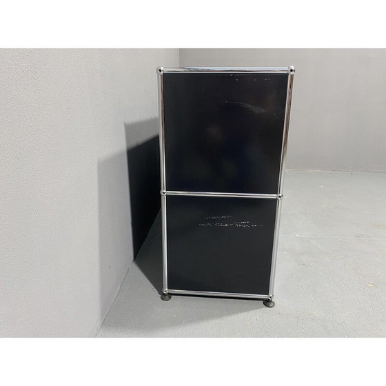 Image 1 of Vintage black metal cabinet by Paul Schaerer and Fritz Haller for Usm, Switzerland 1970