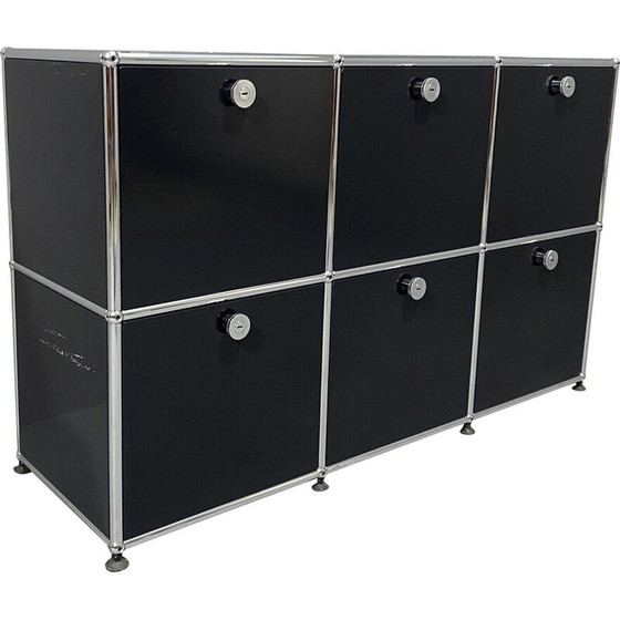Image 1 of Vintage black metal cabinet by Paul Schaerer and Fritz Haller for Usm, Switzerland 1970
