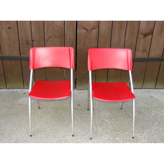 Image 1 of Pair of metal and leather Calligaris chairs, Italia 1990s