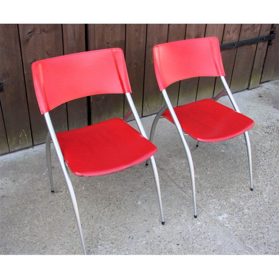 Image 1 of Pair of metal and leather Calligaris chairs, Italia 1990s