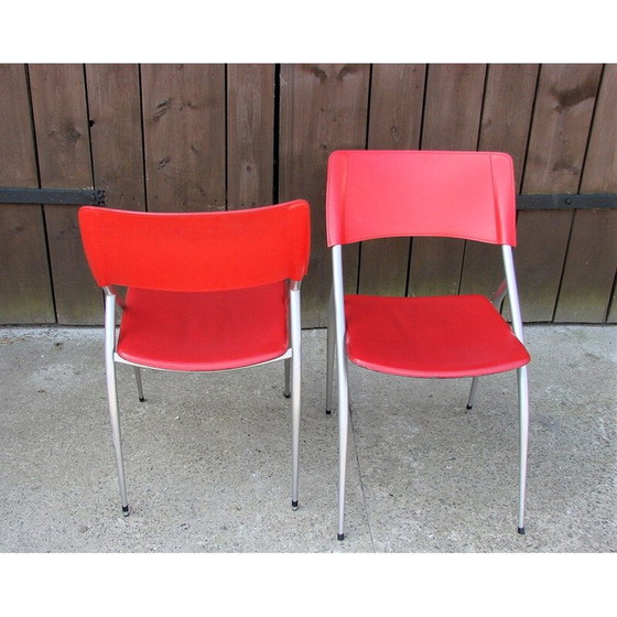 Image 1 of Pair of metal and leather Calligaris chairs, Italia 1990s