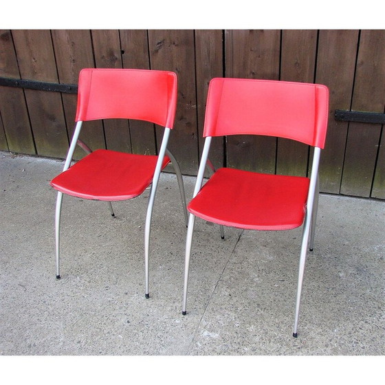 Image 1 of Pair of metal and leather Calligaris chairs, Italia 1990s