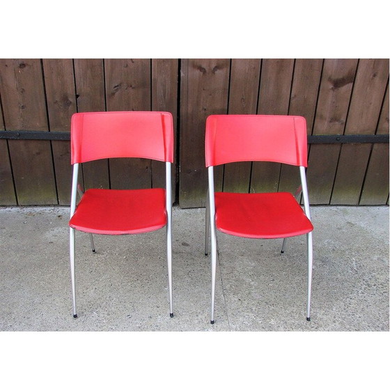 Image 1 of Pair of metal and leather Calligaris chairs, Italia 1990s