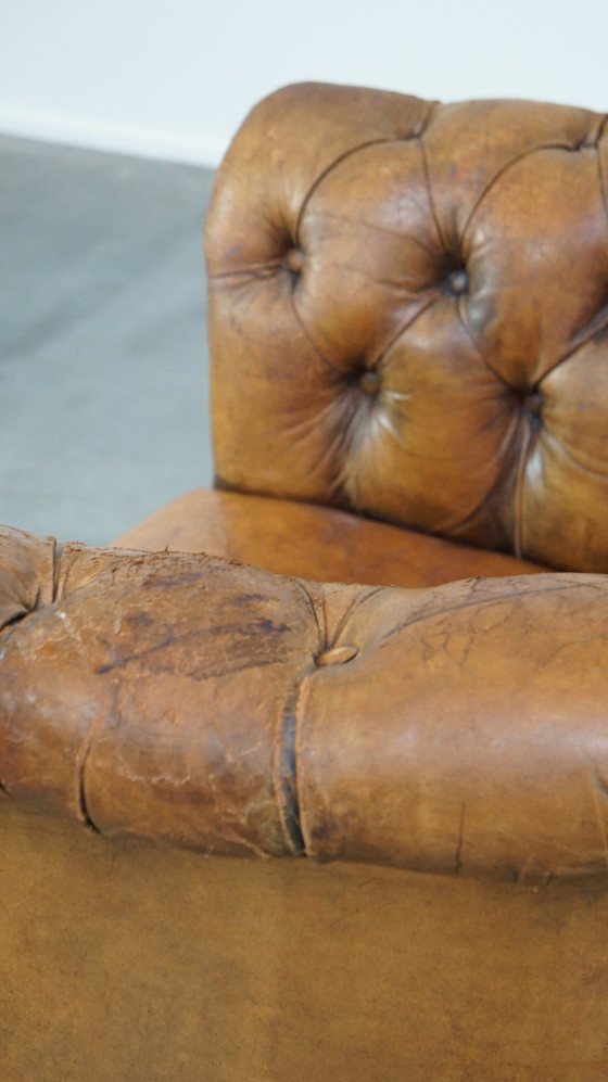 Image 1 of Sheepskin Chesterfield Club Chair On Wheels