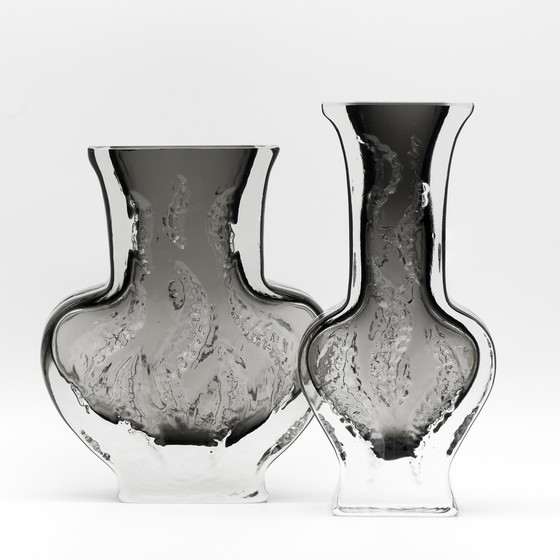 Image 1 of Brutalist Block Glass Vase Quartet Kurt Wokan Ingrid Glas Eisglas Borckenglas AT