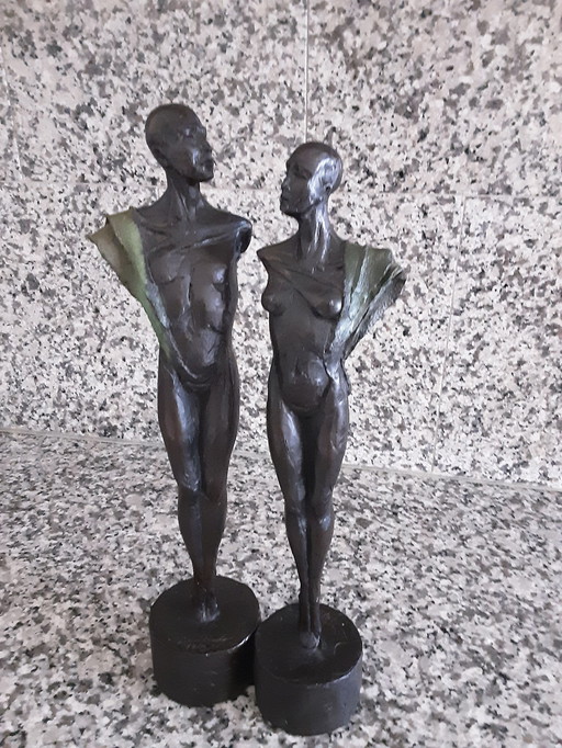 Jan Praet Naked Man And Woman Bronze